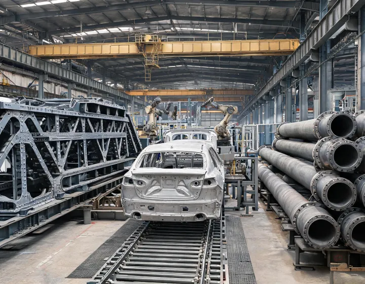 Steel used in infrastructure and manufacturing